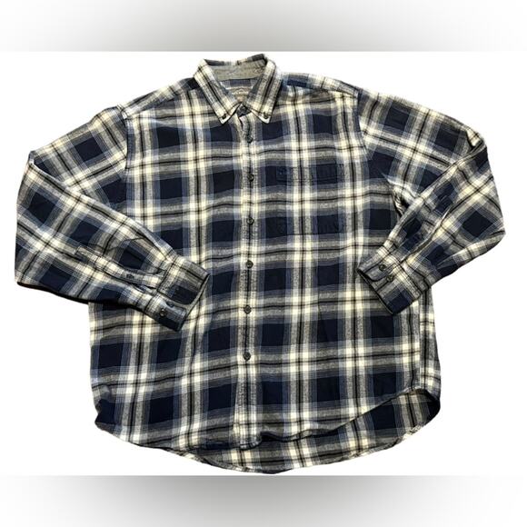 Eddie Bauer Mens XL Blue and Gray Flannel Long Sleeve Cotton Shirt - Picture 1 of 7